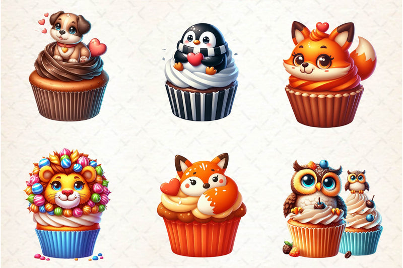 Cute Valentine Animal Cupcake Clipart Bundle - CraftNest - Digital Crafting and Art