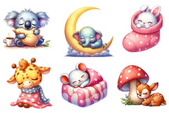 Funny Cartoon Sleepy Quirky Animals Clipart Bundle 1 - CraftNest - Digital Crafting and Art