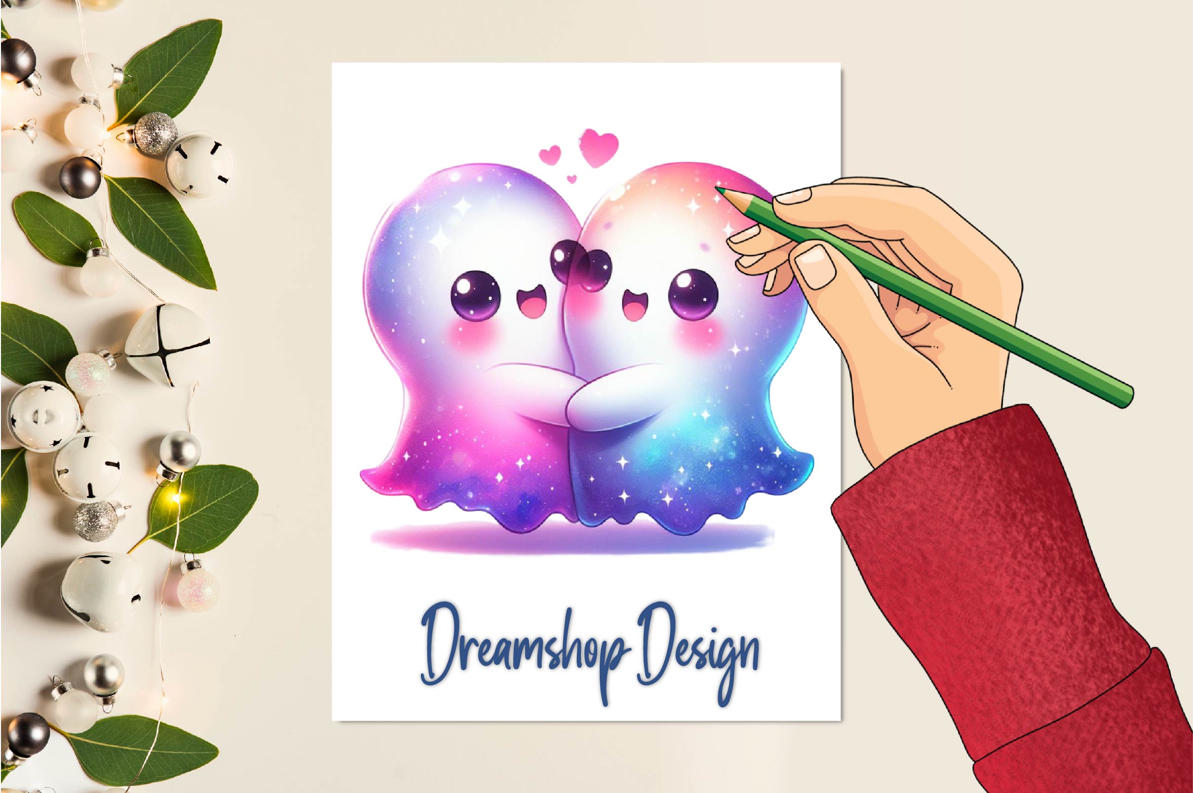 Kawaii Ghost Couple Clipart Bundle - CraftNest - Digital Crafting and Art