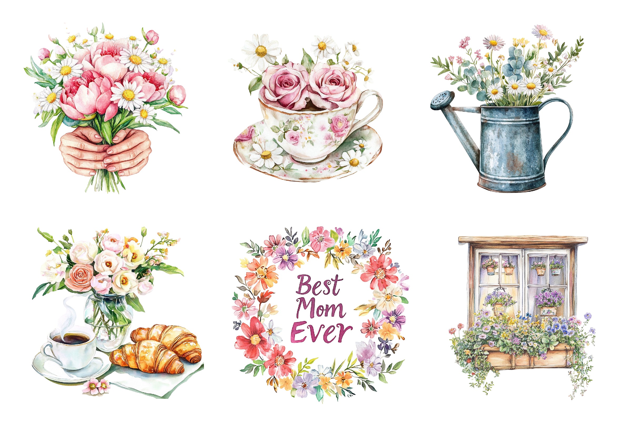 Floral Mothers Day Clipart Bundle - CraftNest - Digital Crafting and Art