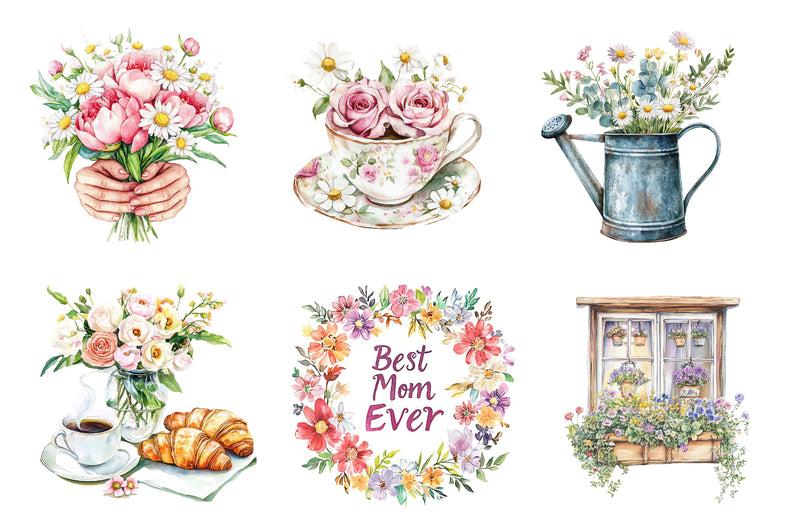Floral Mothers Day Clipart Bundle - CraftNest - Digital Crafting and Art