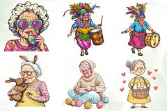 Funny Easter Grandma Clipart Bundle - CraftNest - Digital Crafting and Art