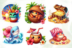 Cute Hawaii Summer Beach Clipart Bundle - CraftNest - Digital Crafting and Art