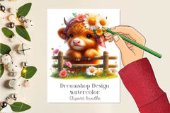 Spring Highland Cow Clipart Bundle 1 - CraftNest - Digital Crafting and Art