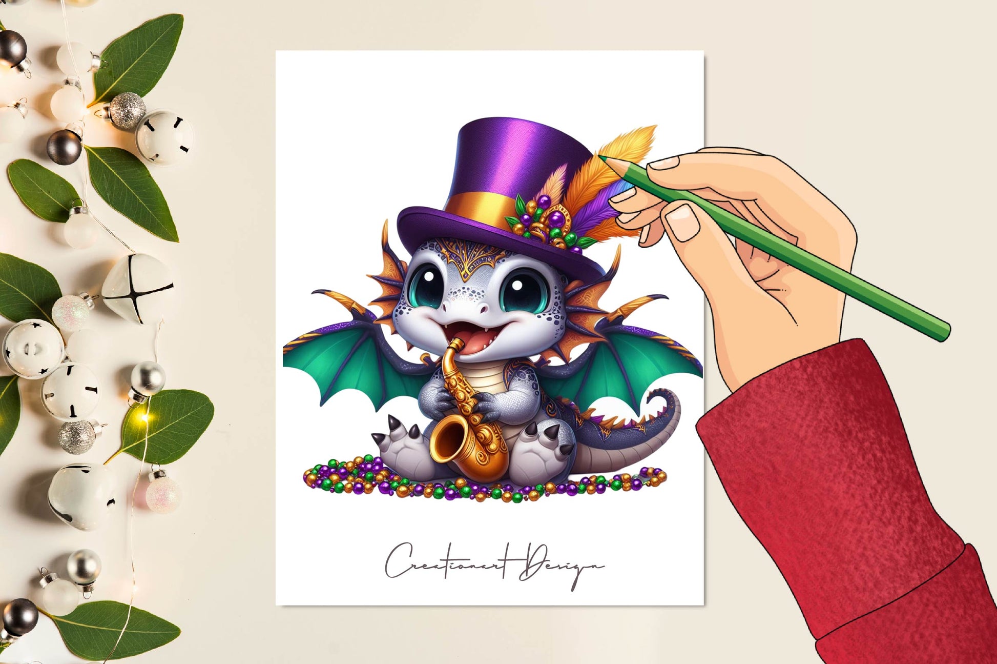 Mardi Gras Baby Dragon Clipart Bundle - CraftNest - Digital Crafting and Art