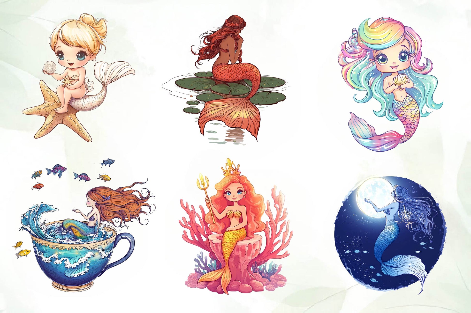 Cute Mermaid Clipart Bundle 2 - CraftNest - Digital Crafting and Art