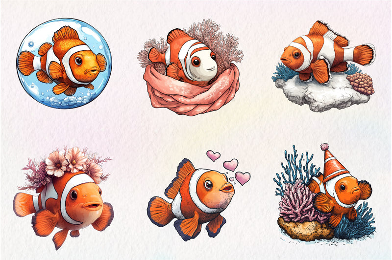 Cute Clownfish Clipart Bundle - CraftNest - Digital Crafting and Art