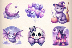 Pastel Purple Halloween Clipart Bundle - CraftNest - Digital Crafting and Art