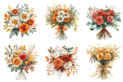 Autumn Wedding Flowers Bouquet Clipart Bundle - CraftNest - Digital Crafting and Art