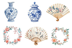 Chinoiserie Toile De Jouy Clipart Bundle - CraftNest - Digital Crafting and Art