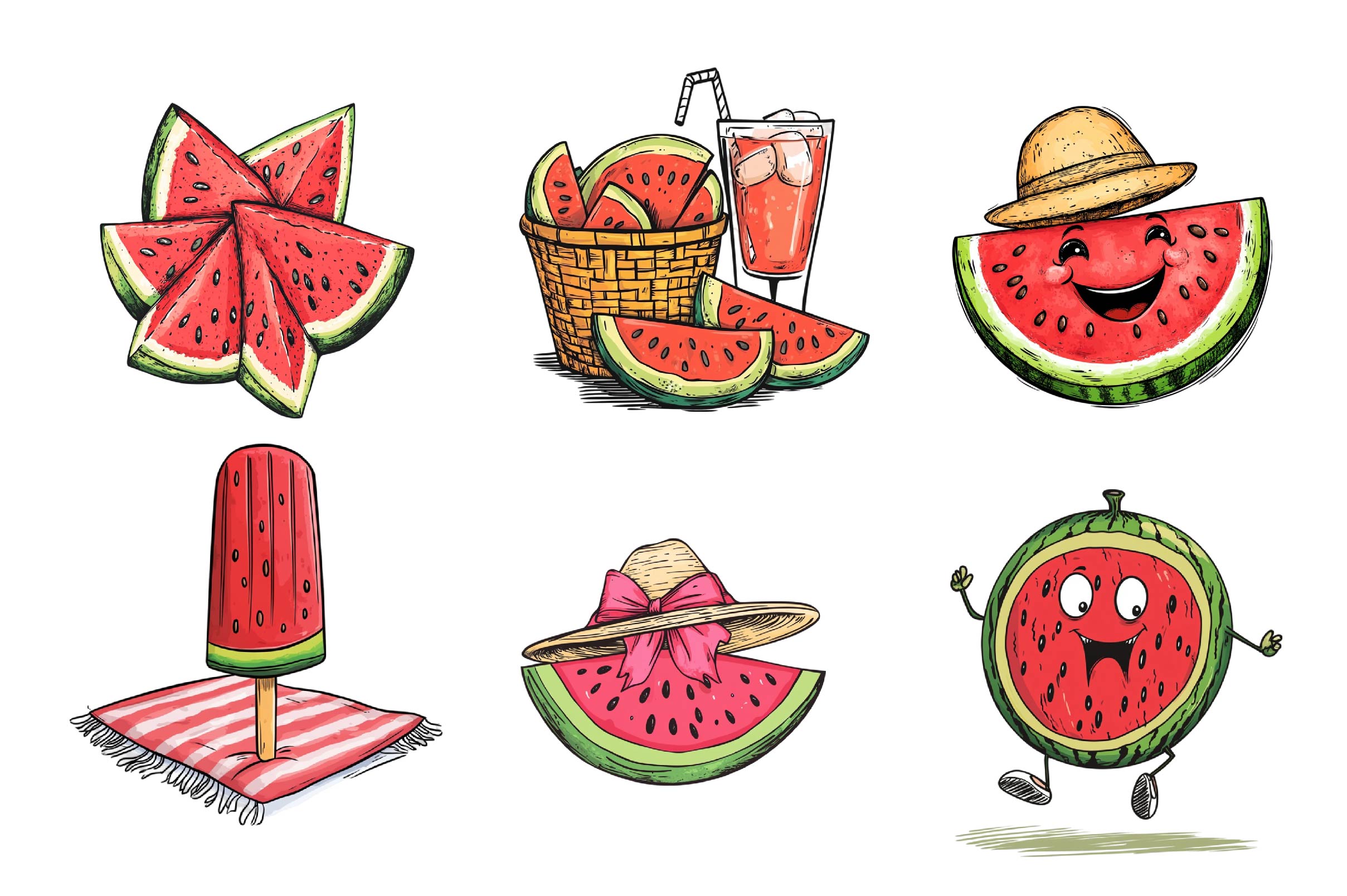 Summer Watermelon Clipart Bundle 2 - CraftNest - Digital Crafting and Art