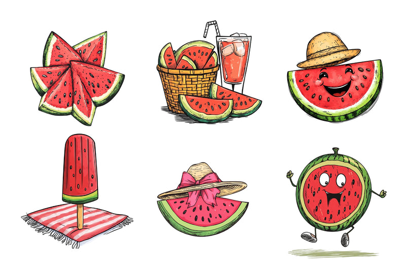 Summer Watermelon Clipart Bundle 2 - CraftNest - Digital Crafting and Art