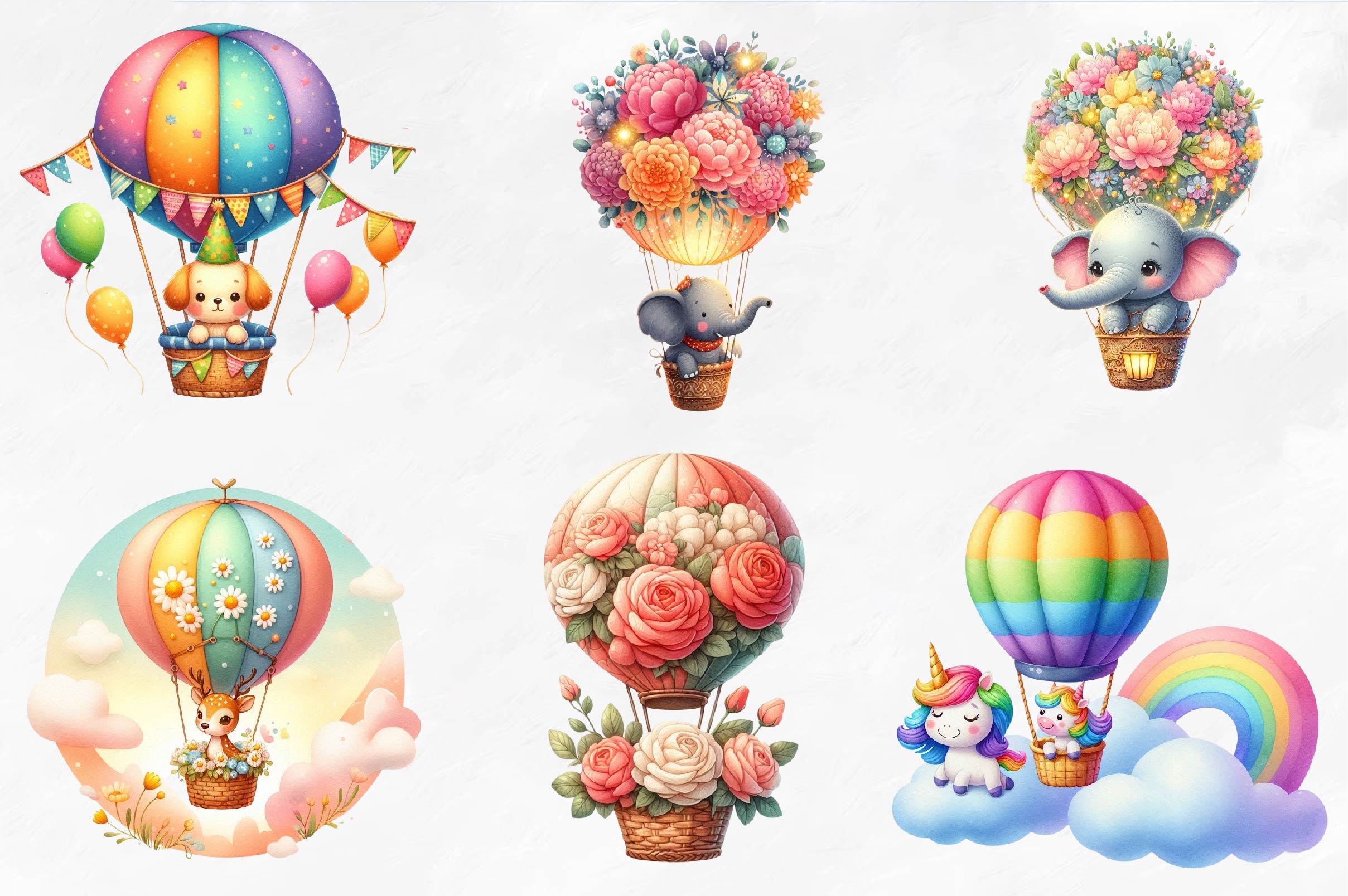 Hot Air Balloons Clipart Bundle - CraftNest - Digital Crafting and Art