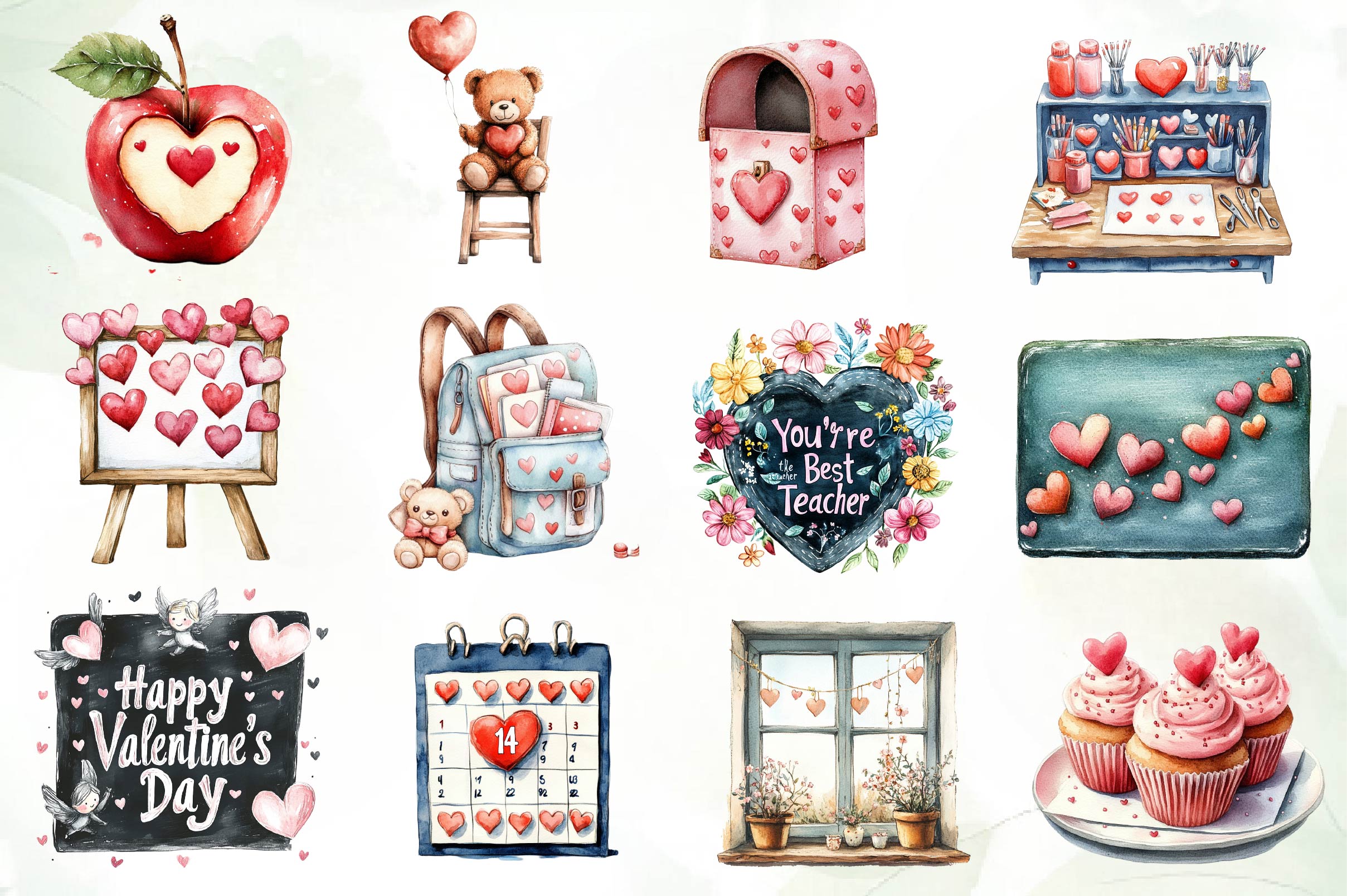 Valentines In School Clipart Bundle - CraftNest - Digital Crafting and Art