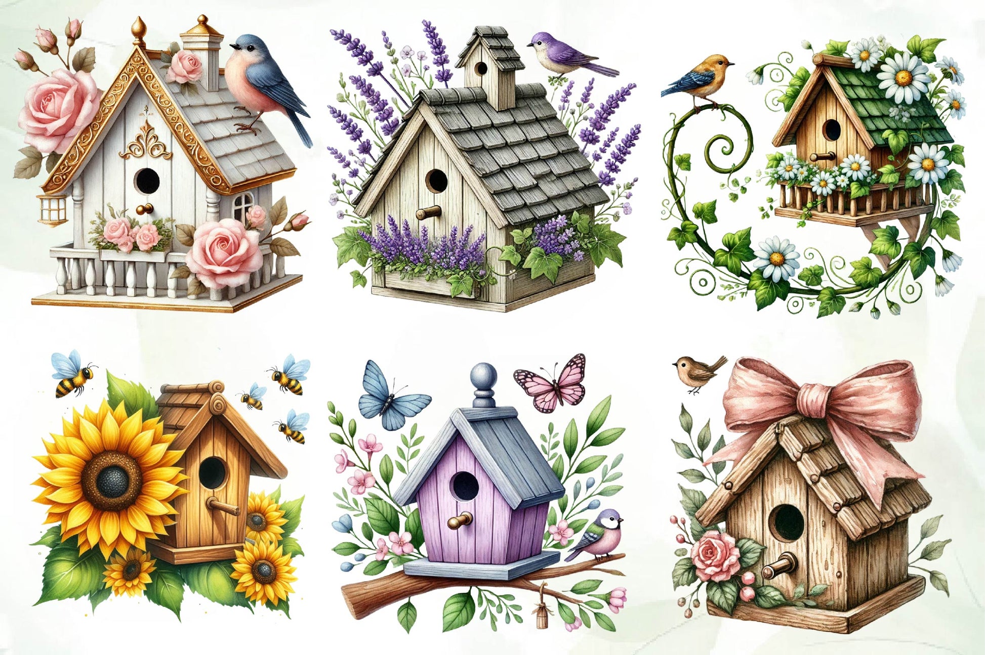 Spring Bird House Clipart Bundle - CraftNest - Digital Crafting and Art