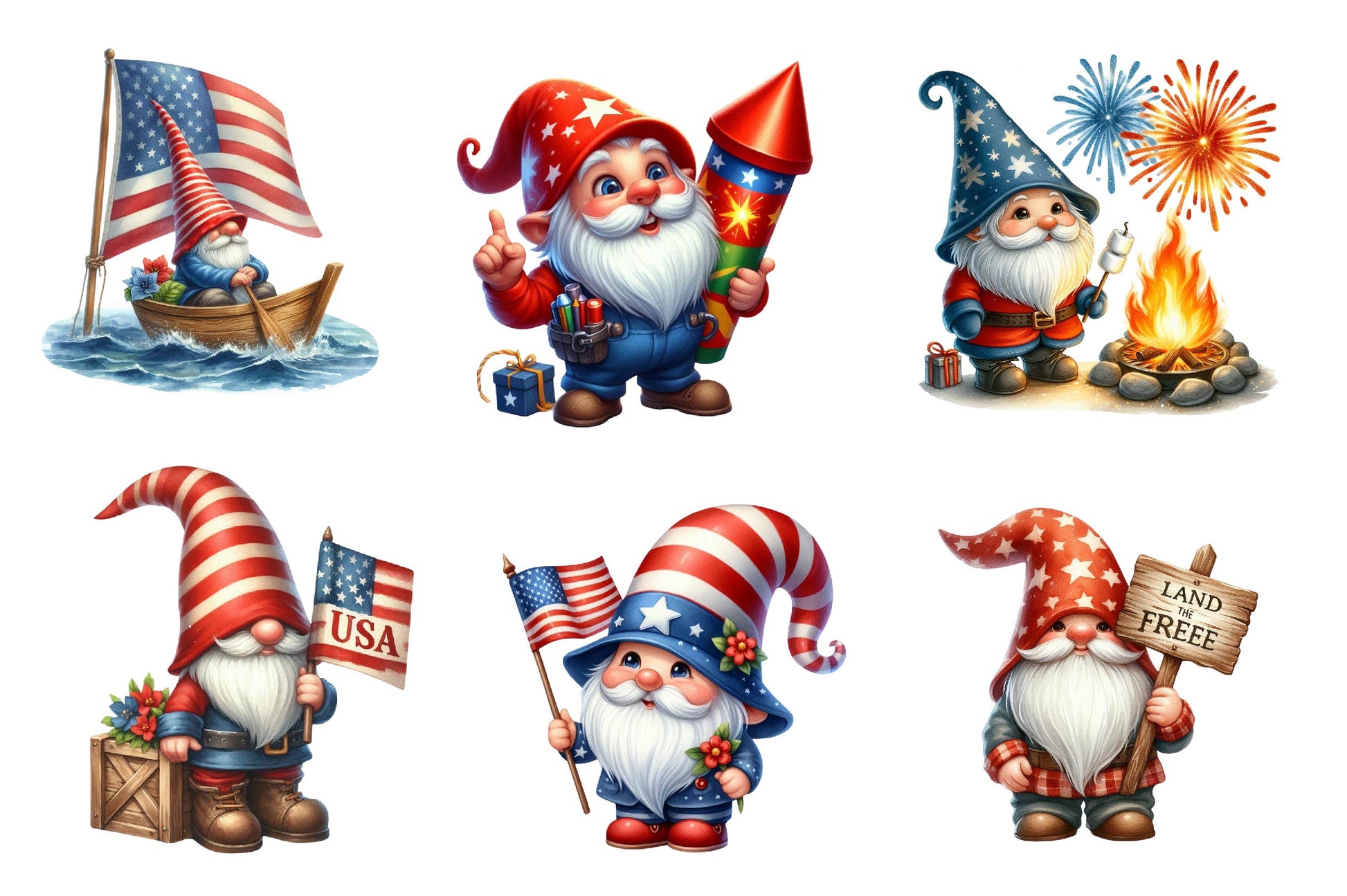 4th Of July Gnomes Clipart Bundle - CraftNest - Digital Crafting and Art