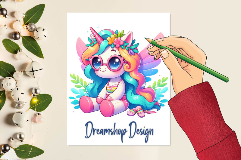 Cute Summer Unicorn Clipart Bundle - CraftNest - Digital Crafting and Art