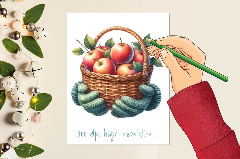 Autumn Apple Basket Clipart Bundle - CraftNest - Digital Crafting and Art