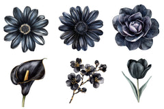 Glitter Luxury Black Spring Flower Clipart Bundle - CraftNest - Digital Crafting and Art