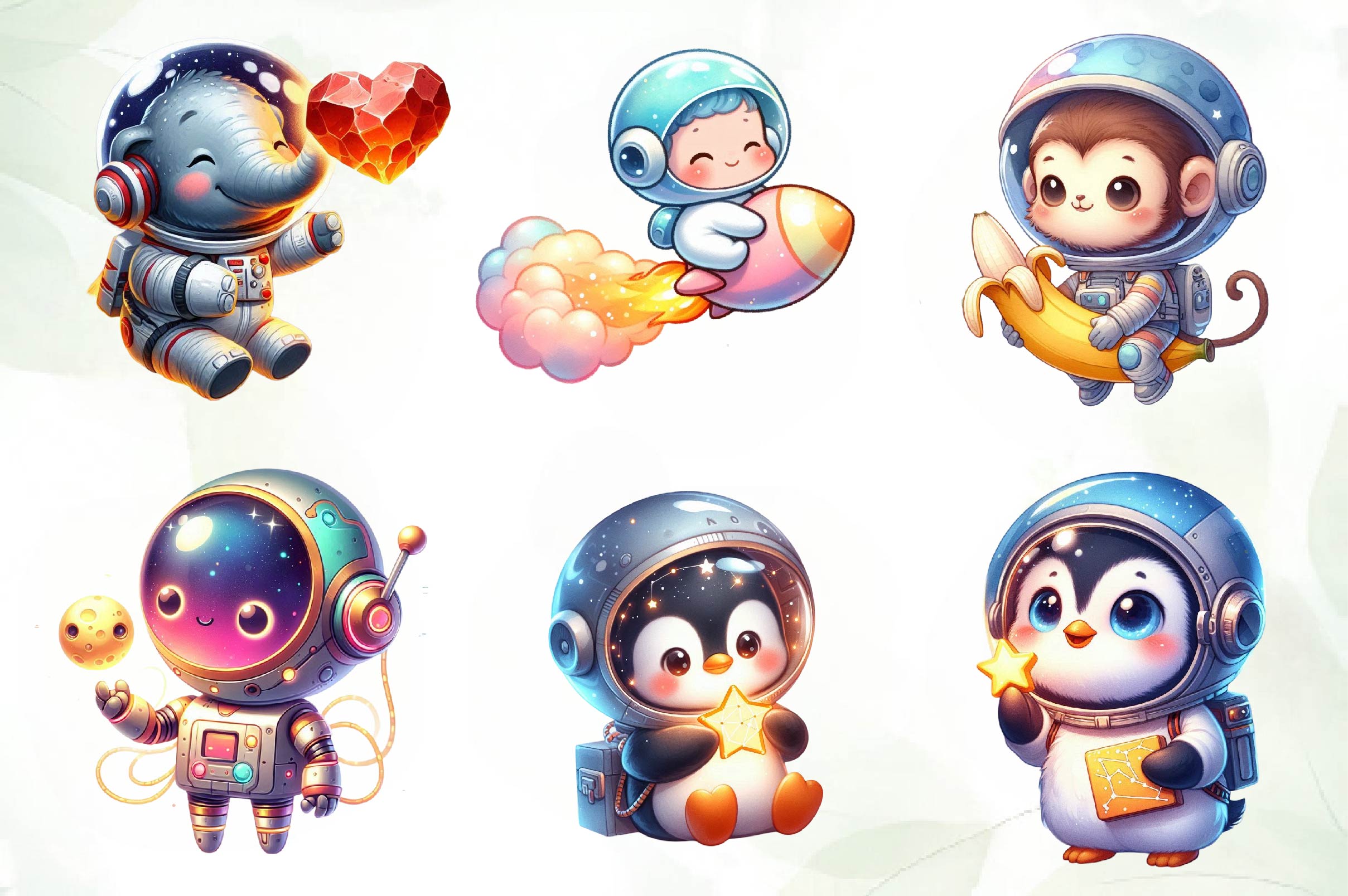 Astronaut Space Clipart Bundle - CraftNest - Digital Crafting and Art