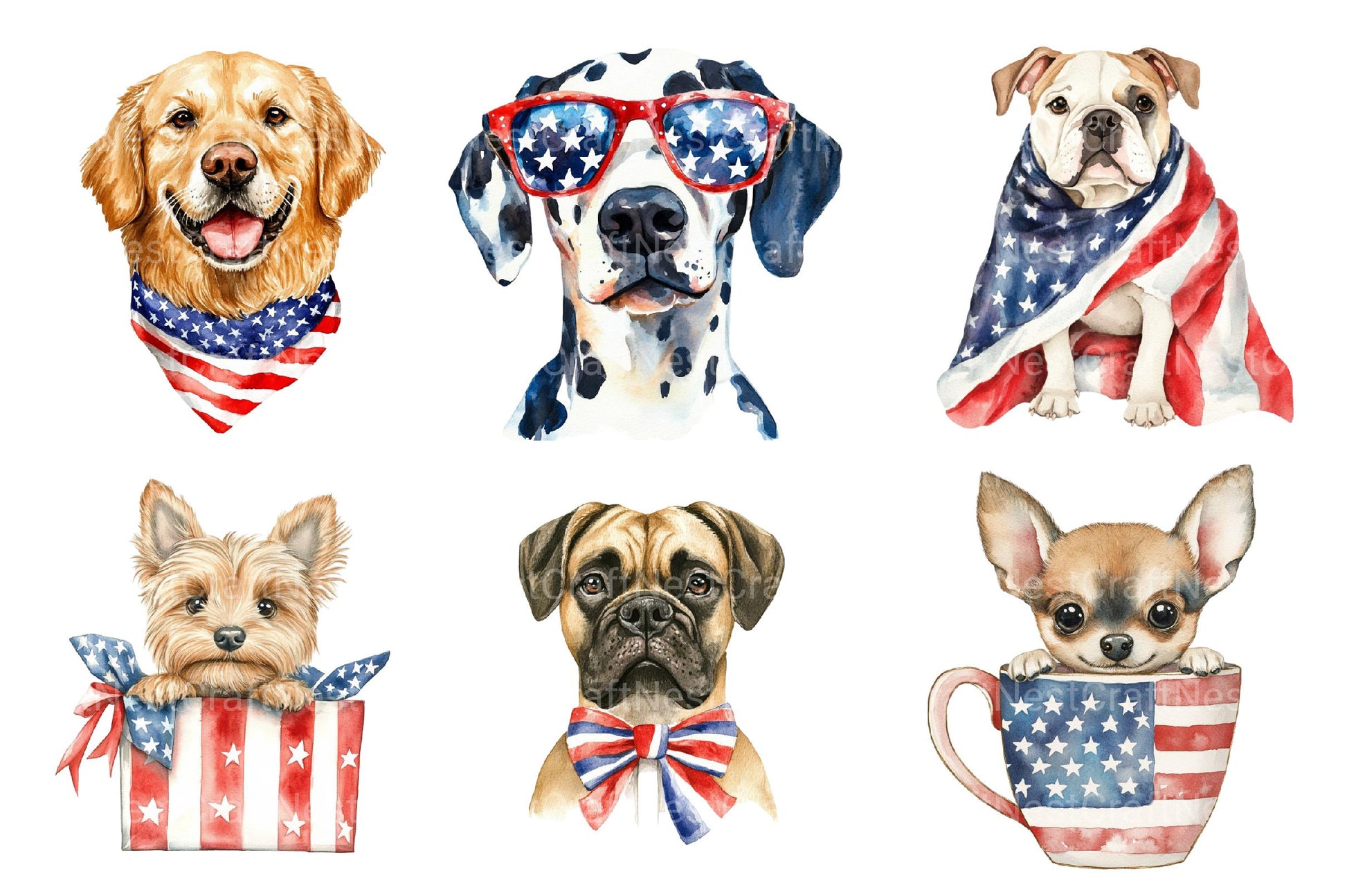 4th of July Dog Clipart Bundle - CraftNest - Digital Crafting and Art