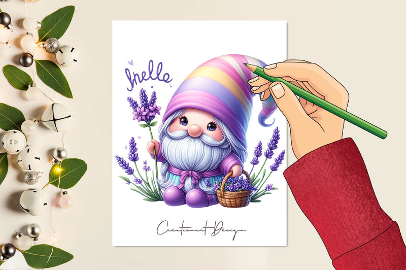 Lavender Gnomes Clipart Bundle - CraftNest - Digital Crafting and Art