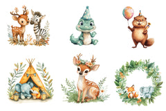 Cute Boho Woodland And Jungle Animals Clipart Bundle - CraftNest - Digital Crafting and Art