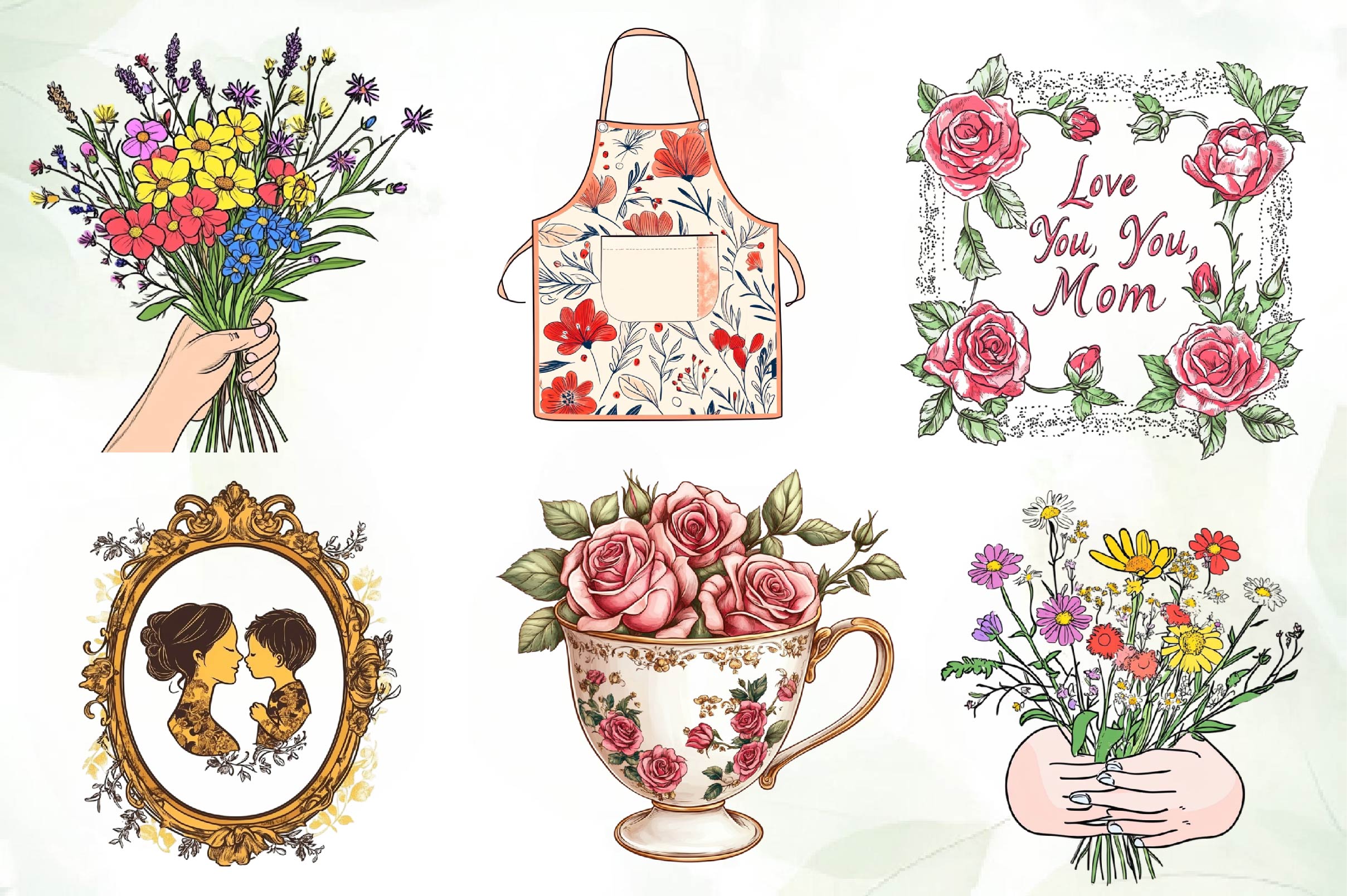 Vintage Mothers Day Clipart Bundle - CraftNest - Digital Crafting and Art