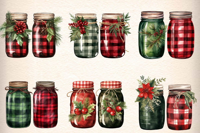 Christmas Mason Jar Clipart Bundle - CraftNest - Digital Crafting and Art