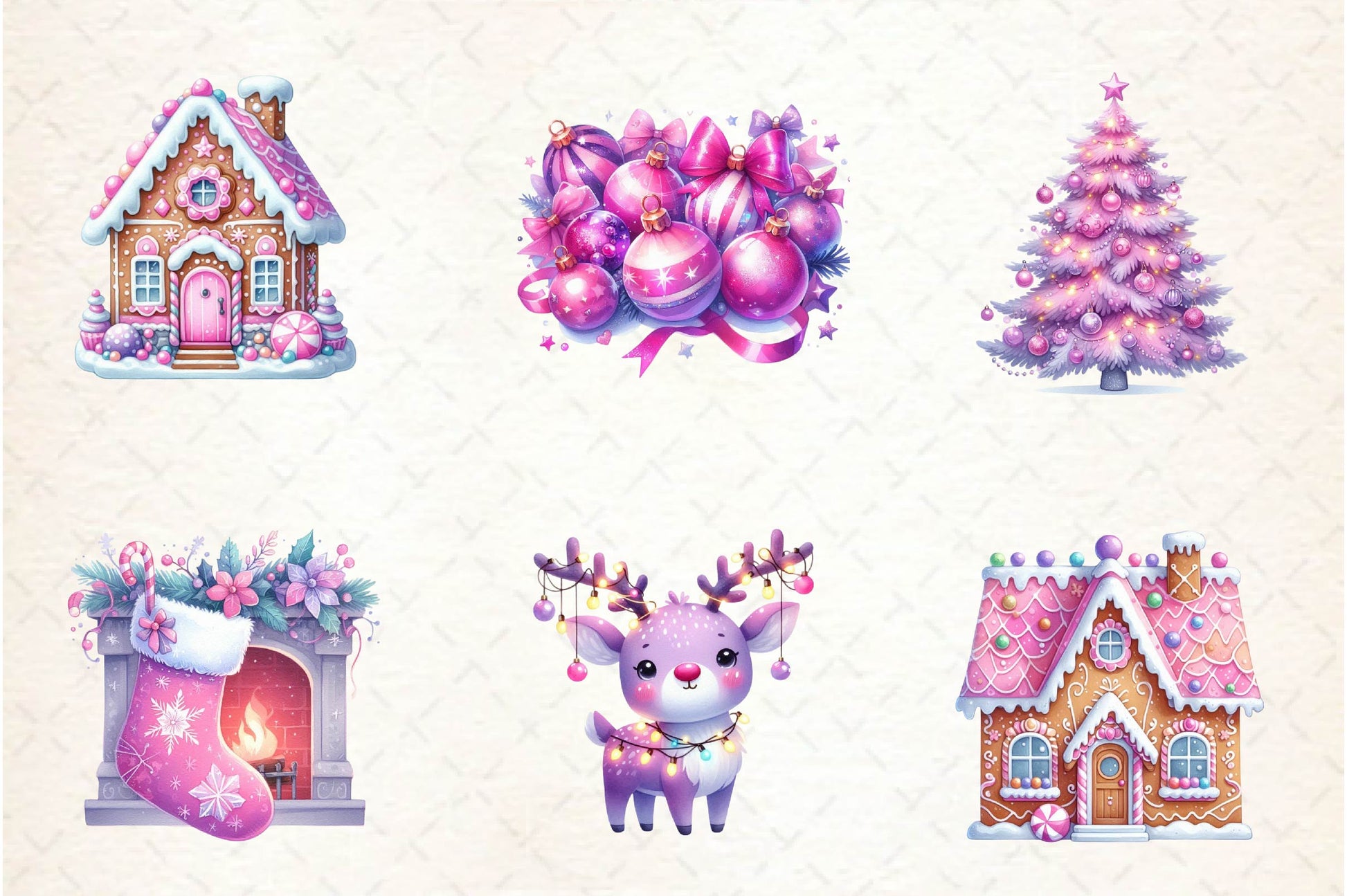 Pastel Purple & Pink Christmas Clipart Bundle - CraftNest - Digital Crafting and Art