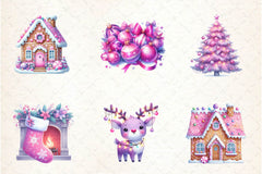 Pastel Purple & Pink Christmas Clipart Bundle - CraftNest - Digital Crafting and Art