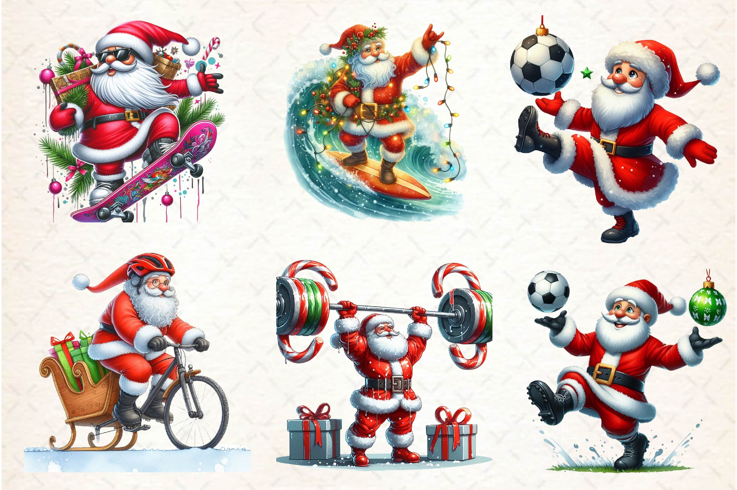 Funny Athlete Santa Clipart Bundle - CraftNest - Digital Crafting and Art