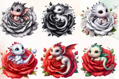 Baby Dragons In Flowers Clipart Bundle - CraftNest - Digital Crafting and Art