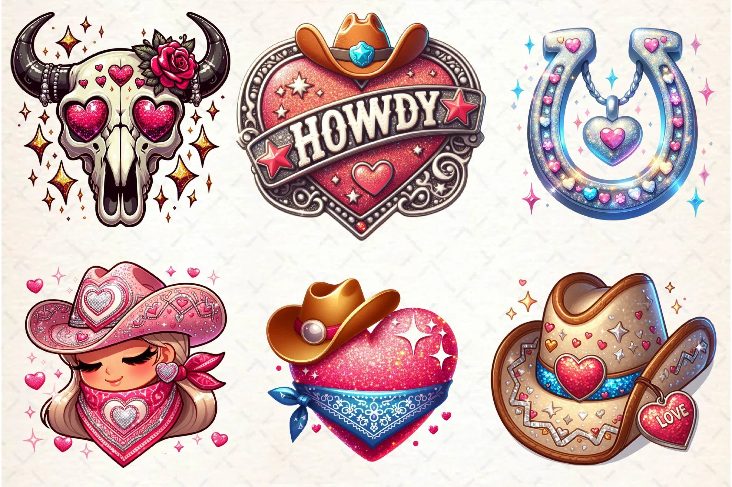 Retro Howdy Western Valentine's Day Clipart Bundle - CraftNest - Digital Crafting and Art