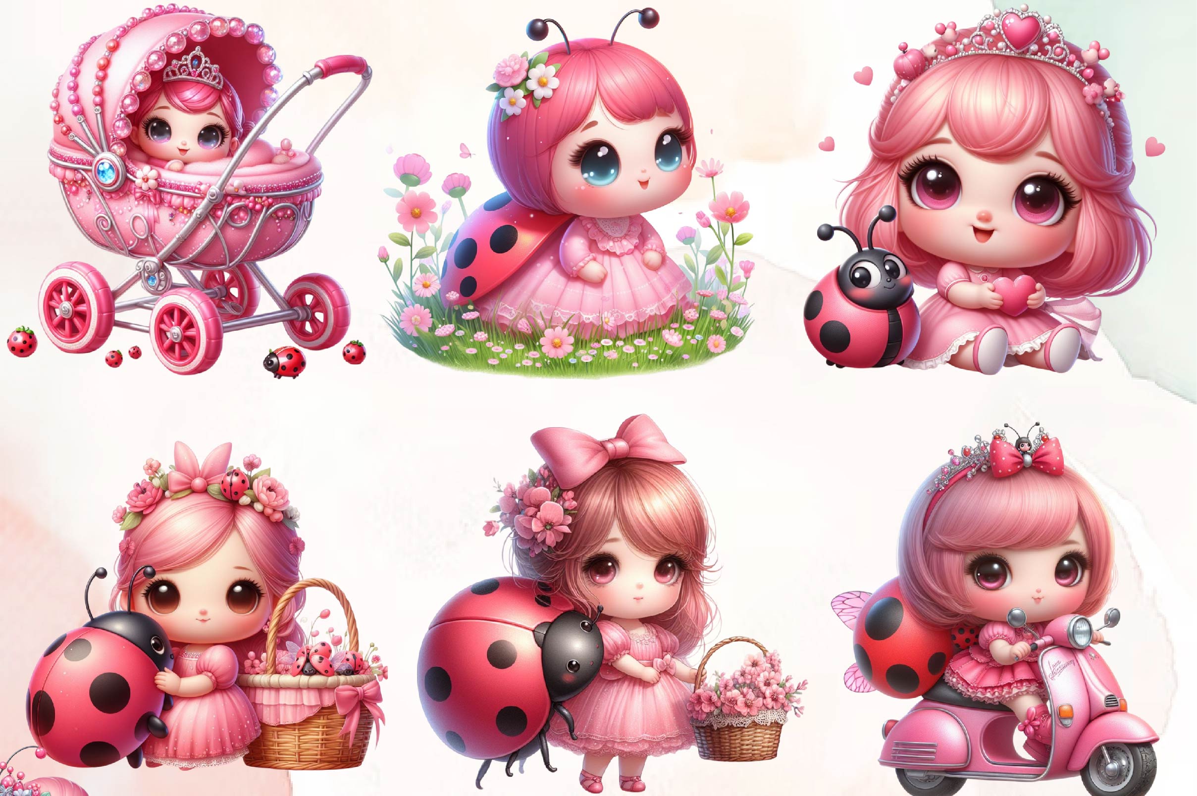 Cute Princess Ladybug Clipart Bundle - CraftNest - Digital Crafting and Art