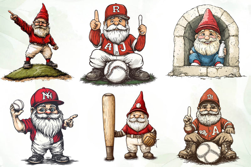 Baseball Gnome Clipart Bundle - CraftNest - Digital Crafting and Art