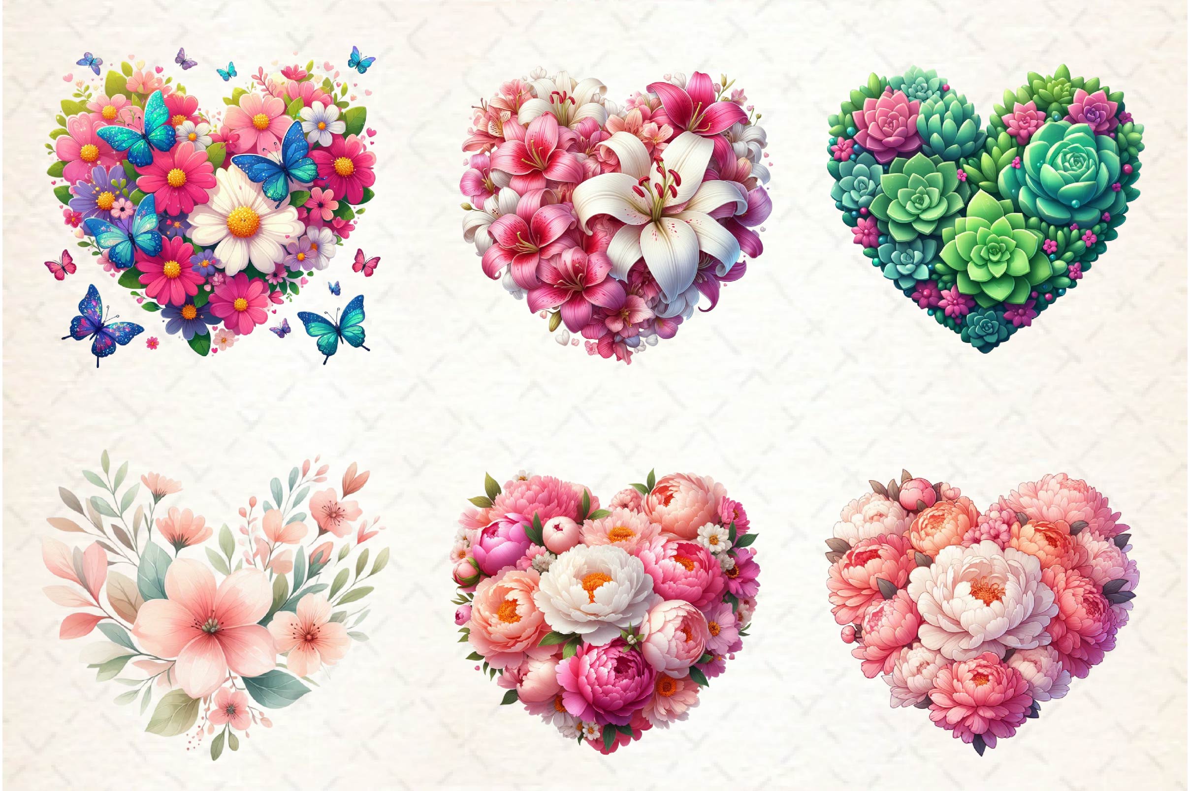 Flower Hearts Valentine Day Clip Art Clipart Bundle - CraftNest - Digital Crafting and Art
