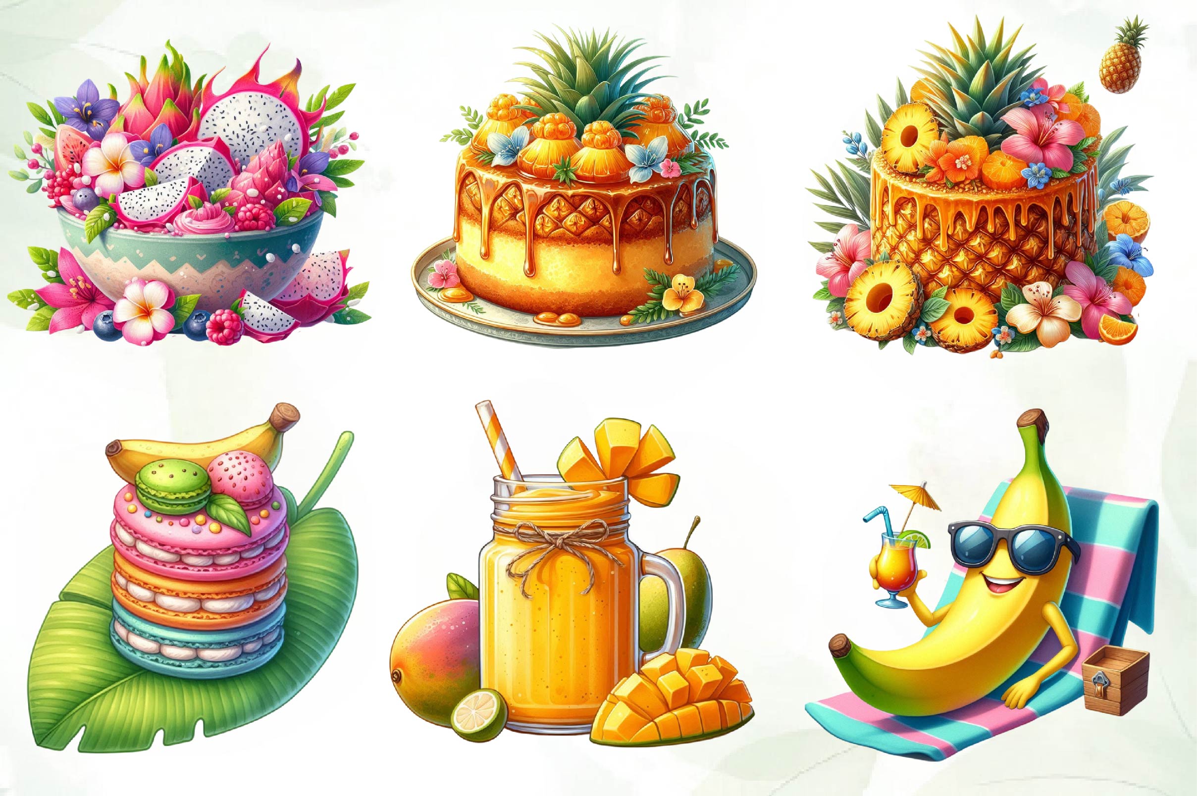Summer Tropical Food Clipart Bundle - CraftNest - Digital Crafting and Art