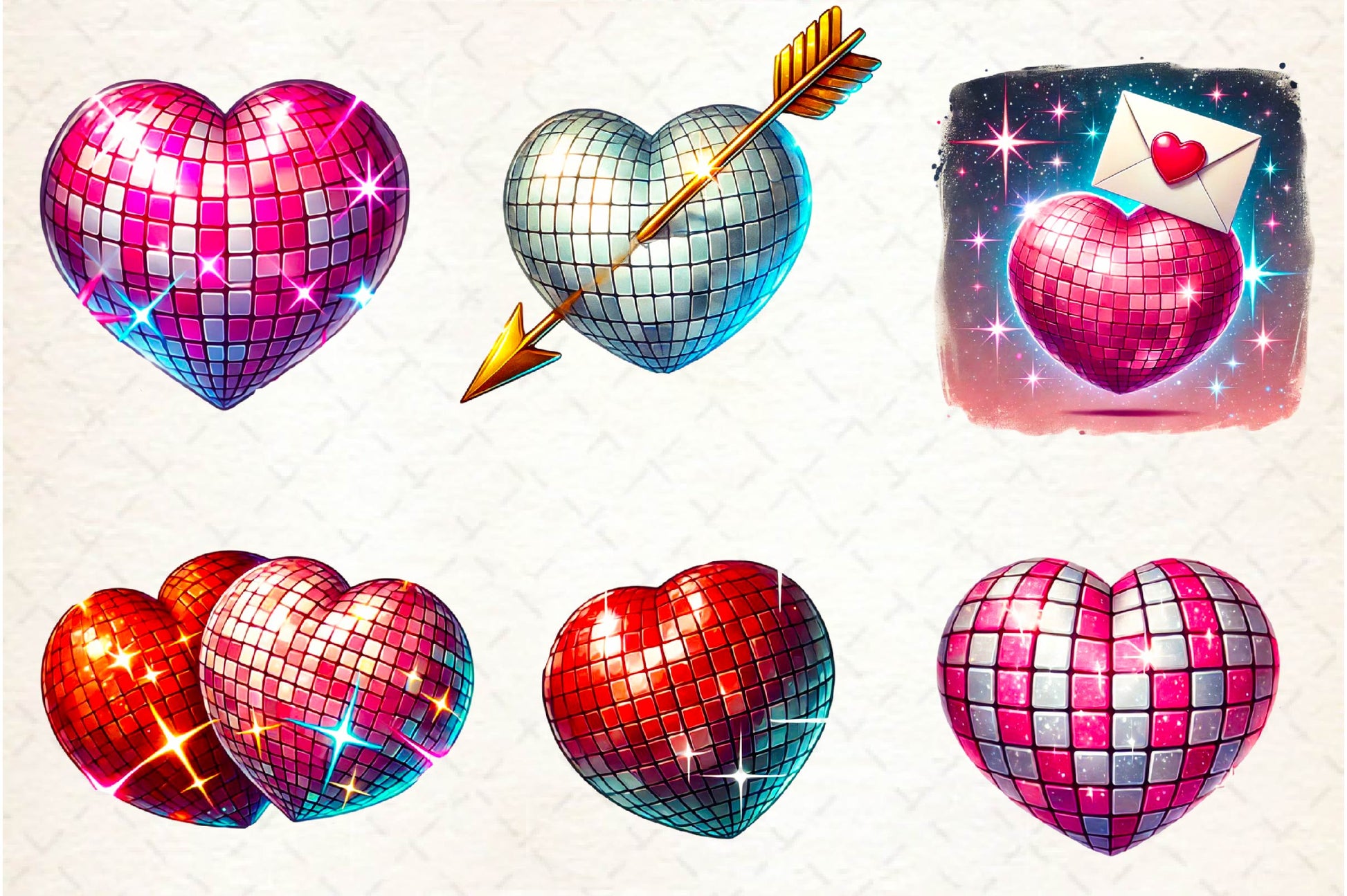 Valentines Day Disco Heart Clipart Bundle - CraftNest - Digital Crafting and Art