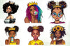 Quirky African American Girl With Crown Clipart Bundle
