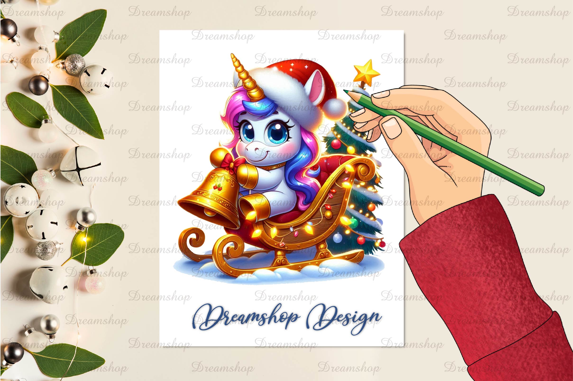 Christmas Cute Unicorn Clipart Bundle - CraftNest - Digital Crafting and Art