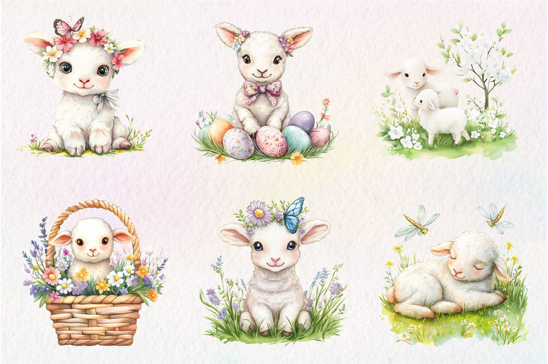Spring Floral Baby Lamb Clipart Bundle - CraftNest - Digital Crafting and Art