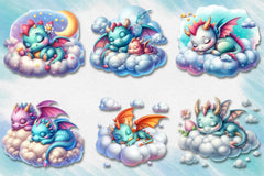 Dragons Cute Sleeping Dragons Clipart Bundle - CraftNest - Digital Crafting and Art