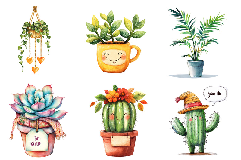 Positive Autumn Houseplant Clipart Bundle - CraftNest - Digital Crafting and Art