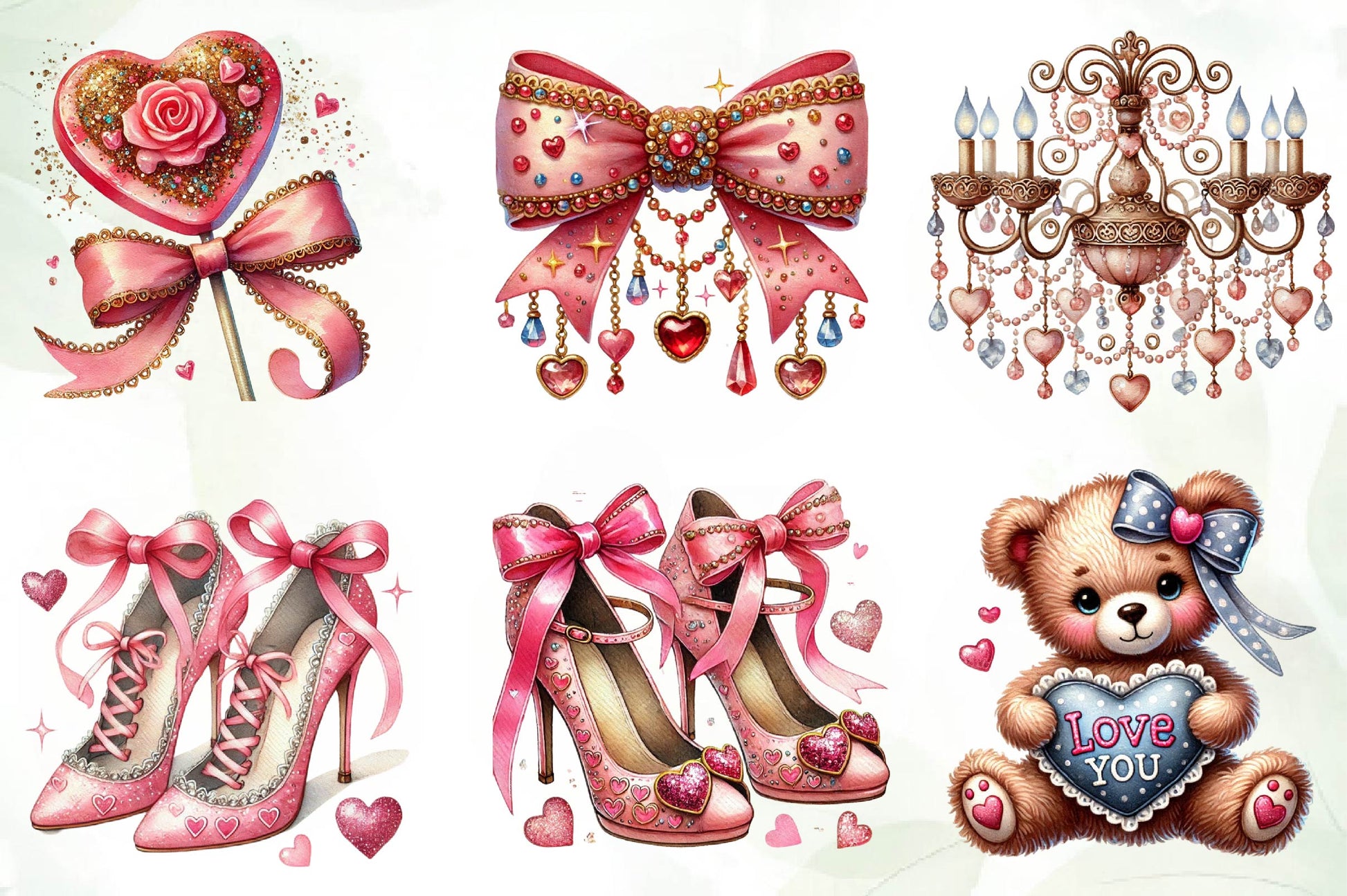 Glitter Coquette Valentines Clipart Bundle - CraftNest - Digital Crafting and Art