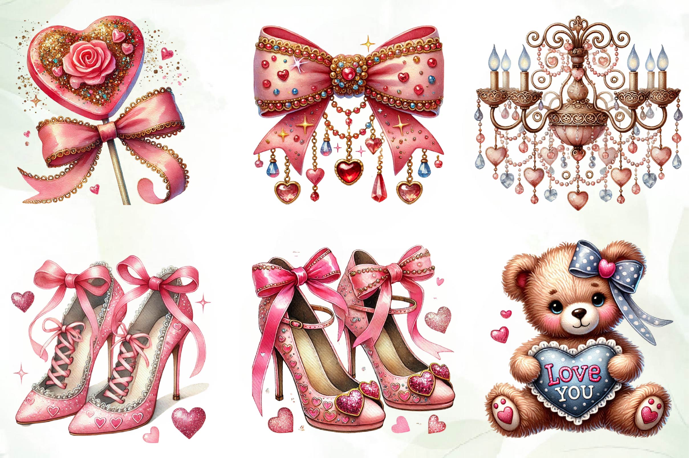 Glitter Coquette Valentines Clipart Bundle - CraftNest - Digital Crafting and Art