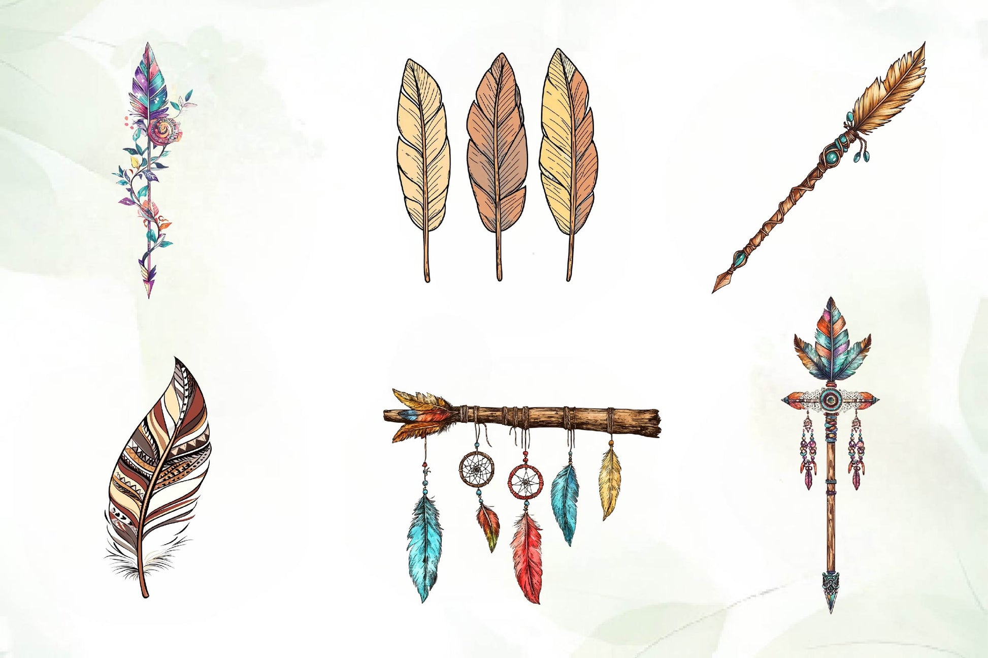 Rustic Boho Feathers & Arrows Clipart Bundle - CraftNest - Digital Crafting and Art
