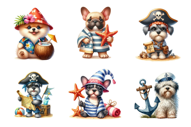 Beach Dog Gnome Collection Clipart Bundle - CraftNest - Digital Crafting and Art