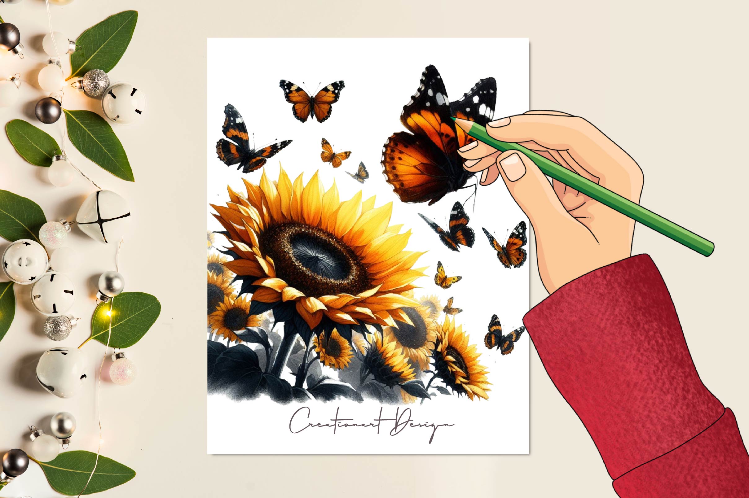 Sunflower And Butterfly Clipart Bundle - CraftNest - Digital Crafting and Art
