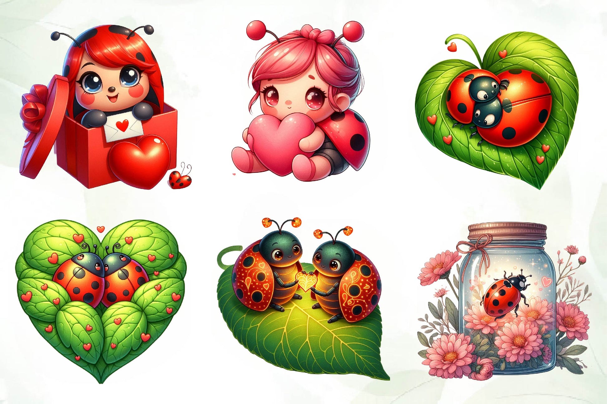 Cute Ladybug In Love Clipart Bundle - CraftNest - Digital Crafting and Art